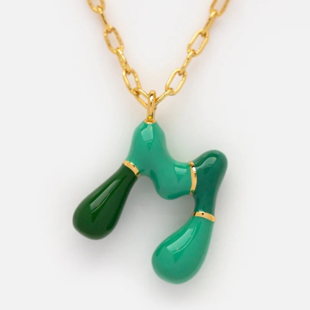 Local Eclectic Bubble Letter M Initial Necklace